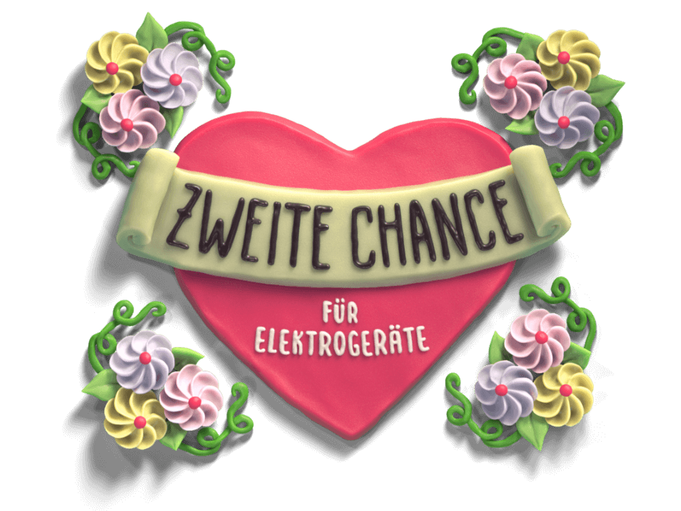 Herz mit dem Text Zweite Chance für Elektrogeräte